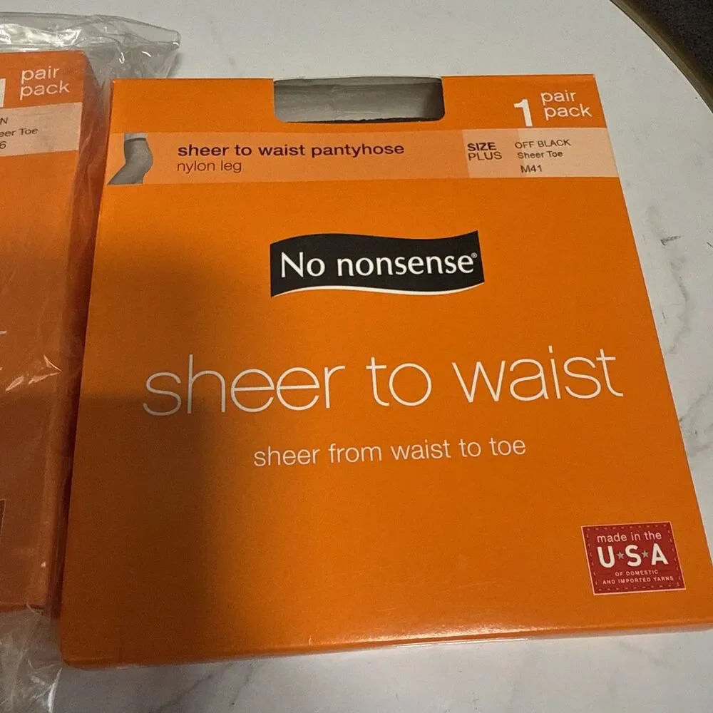 No Nonsense Sheer to Waist Pantyhose Sandalfoot OFF BLACK & TAN PLUS Size Set 2